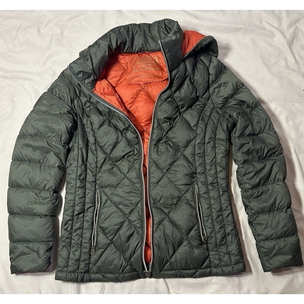Lucky Brand Puffer Jacket Small Green Down Duvet Feather Full Zip 100% Nylon